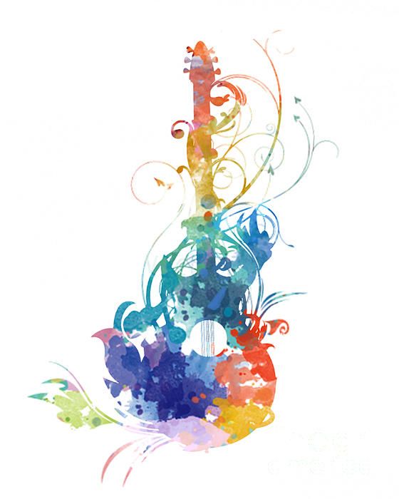 560x700 Watercolor Guitar - Watercolor Guitar