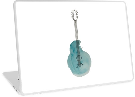 558x400 Watercolor Guitar Laptop Skins By Chantal Vollmar Redbubble - Watercolor Guitar