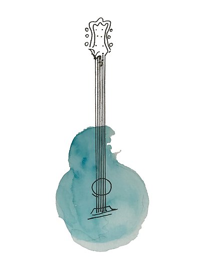 413x550 Watercolor Guitar Posters By Chantal Vollmar Redbubble - Watercolor Guitar