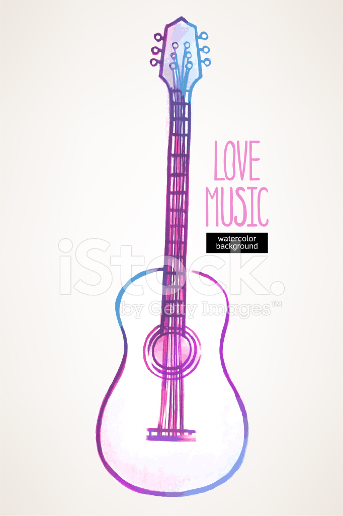 682x1024 Watercolor Guitar Stock Vector - Watercolor Guitar