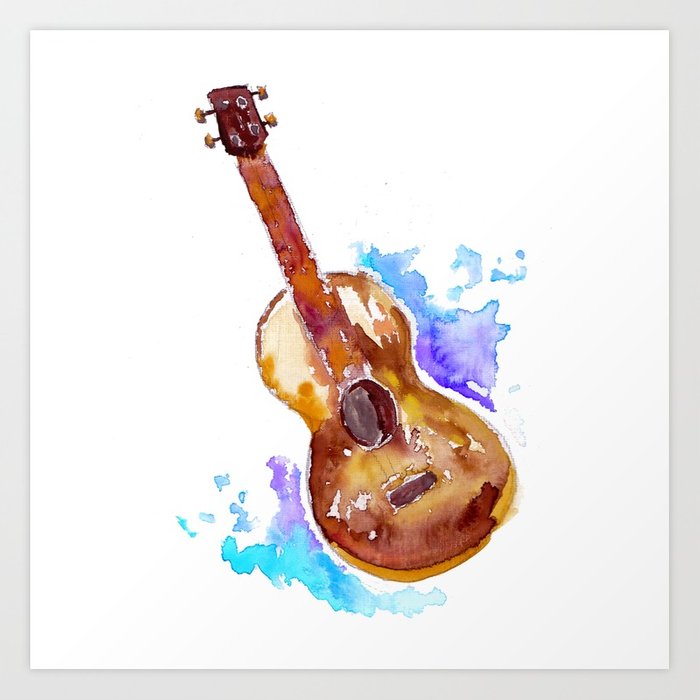 700x700 Watercolor Guitar Art Print By Sumshineco Society6 - Watercolor Guitar