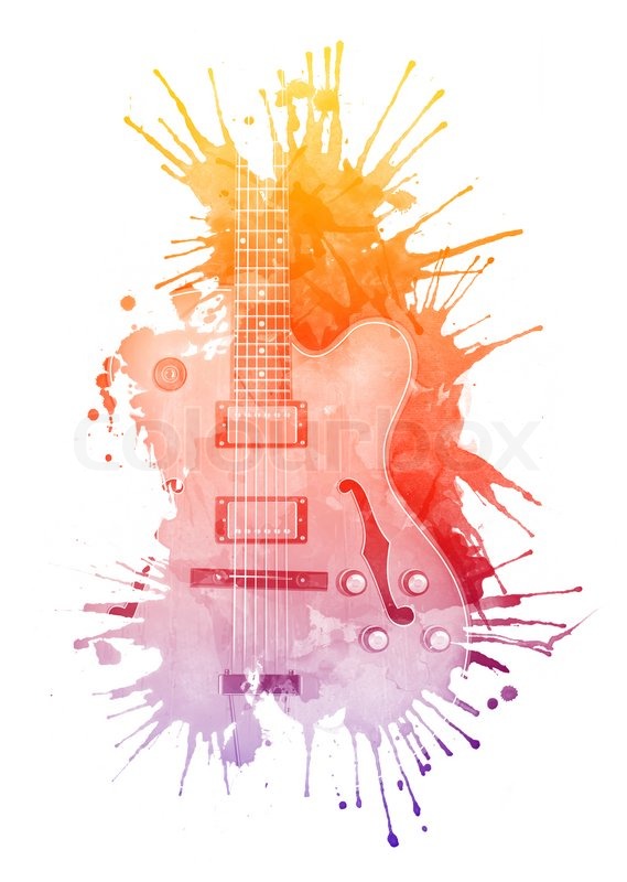 569x800 Electric Guitar In Watercolour Isolated On White Background - Watercolor Guitar