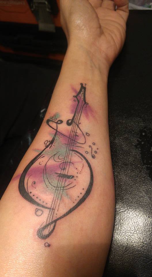 528x960 63 Bright, Vibrant And Stunning Dose Of Water Color Tattoo Inspiration - Watercolor Guitar Tattoo
