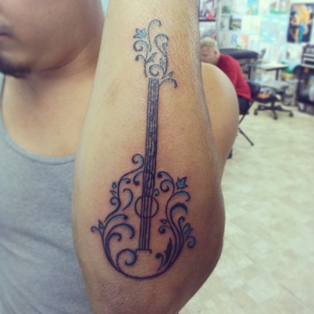 612x612 Guitar Tattoos And Designs - Watercolor Guitar Tattoo
