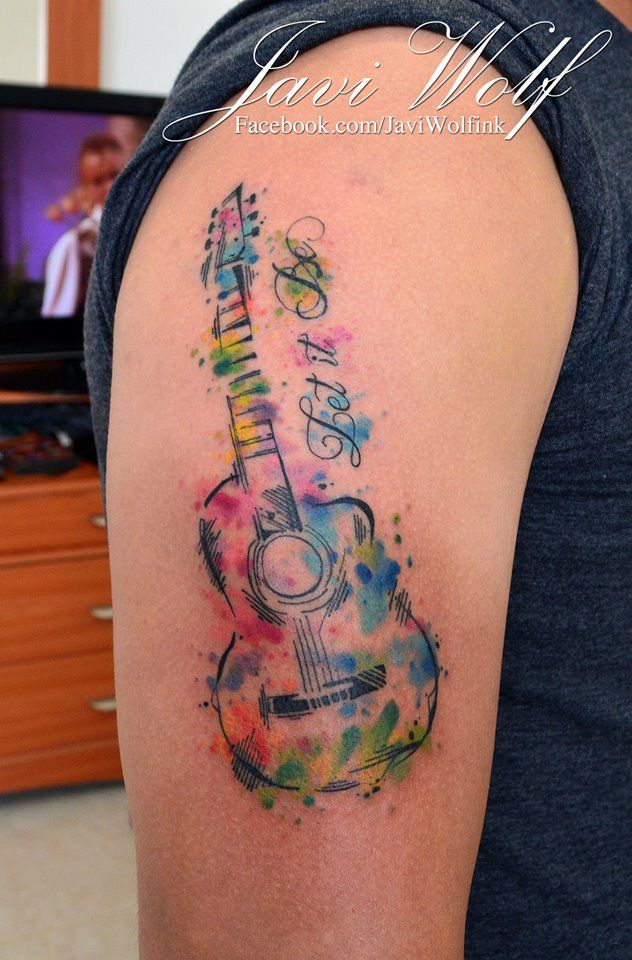 632x960 Pin By Mary H On Watercolor Tattoos Guitar Tattoo - Watercolor Guitar Tattoo