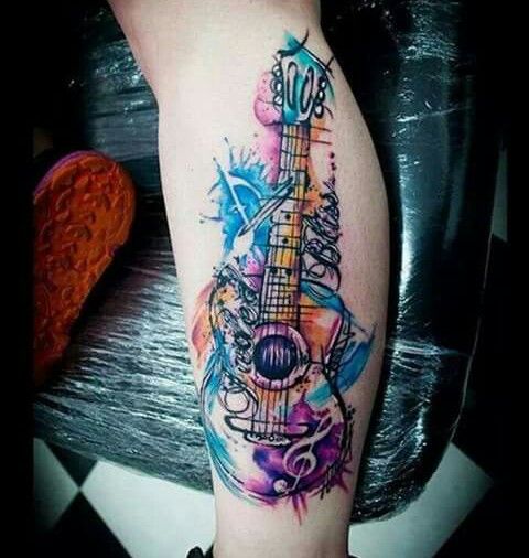 480x506 Pin By Will Roy On Tattoos Guitar Tattoo, Tattoo And - Watercolor Guitar Tattoo