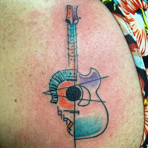 500x500 Watercolor Guitar - Watercolor Guitar Tattoo