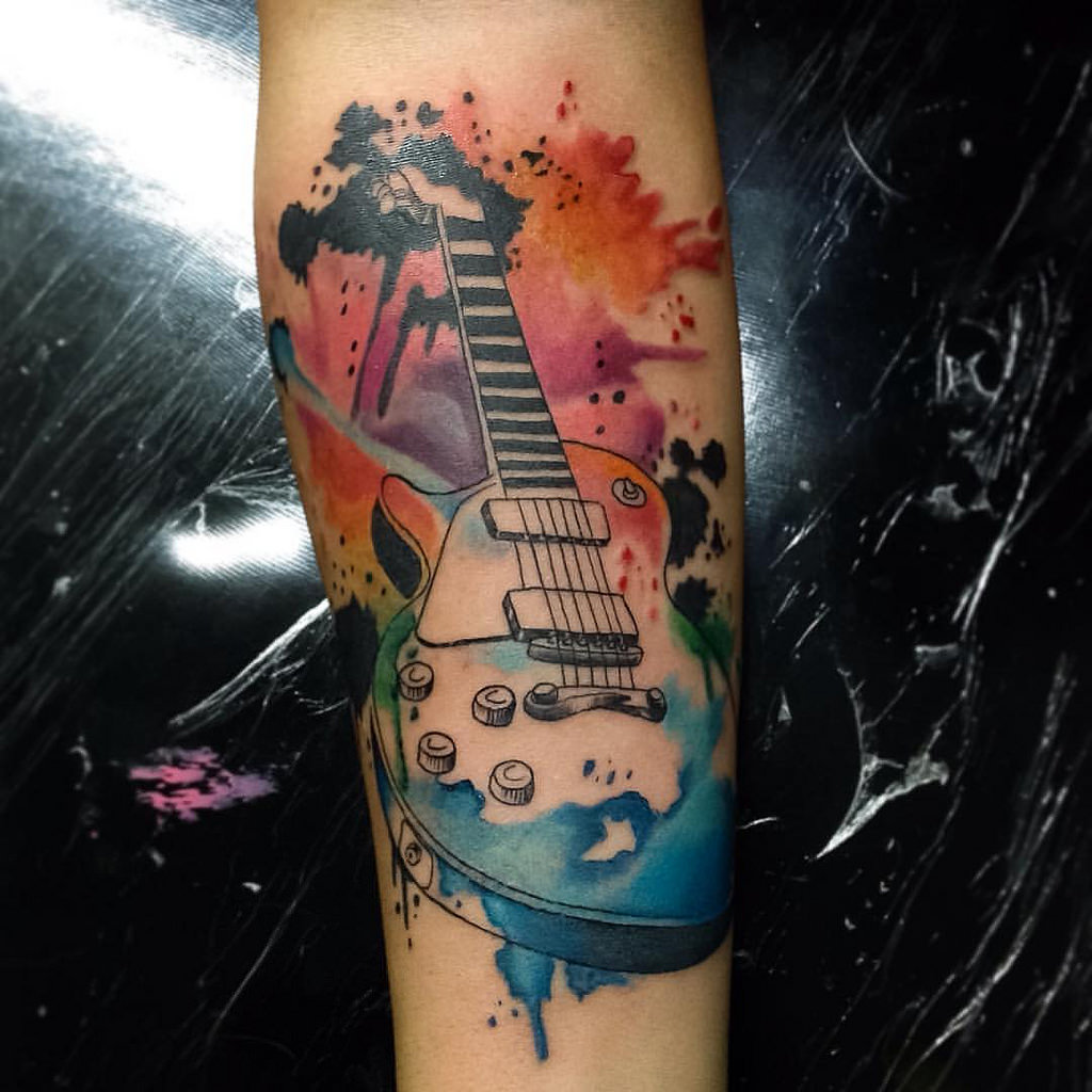 1024x1024 Watercolor - Watercolor Guitar Tattoo