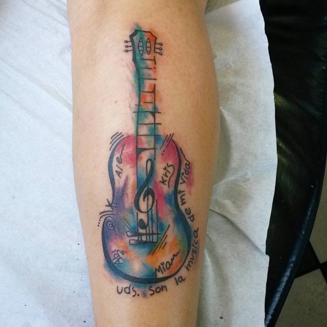 650x650 150 Artistic Watercolor Tattoos Ideas (Ultimate Guide 2018) - Watercolor Guitar Tattoo
