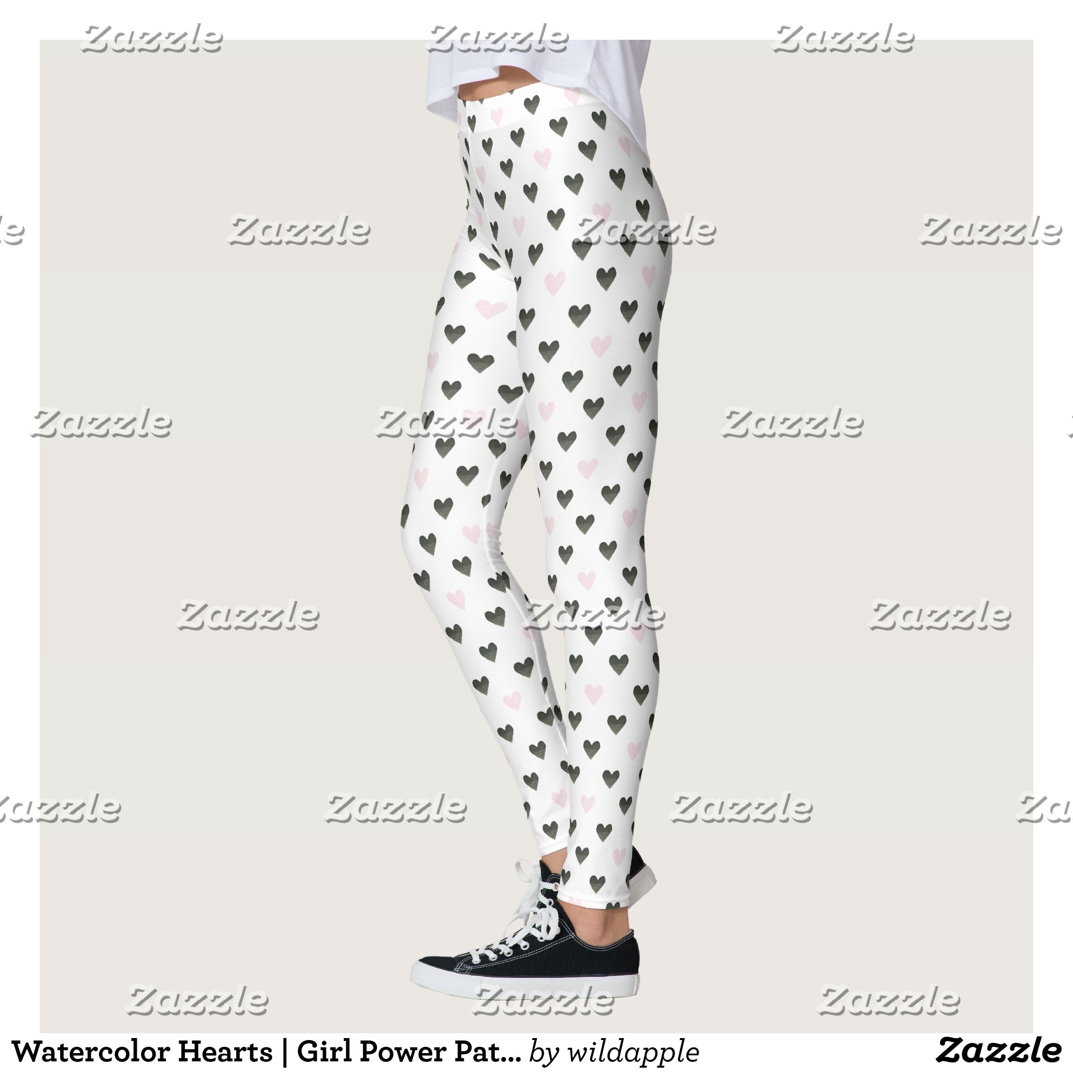 2212x2212 Watercolor Hearts Girl Power Pattern I Leggings Beautiful - Watercolor Gym