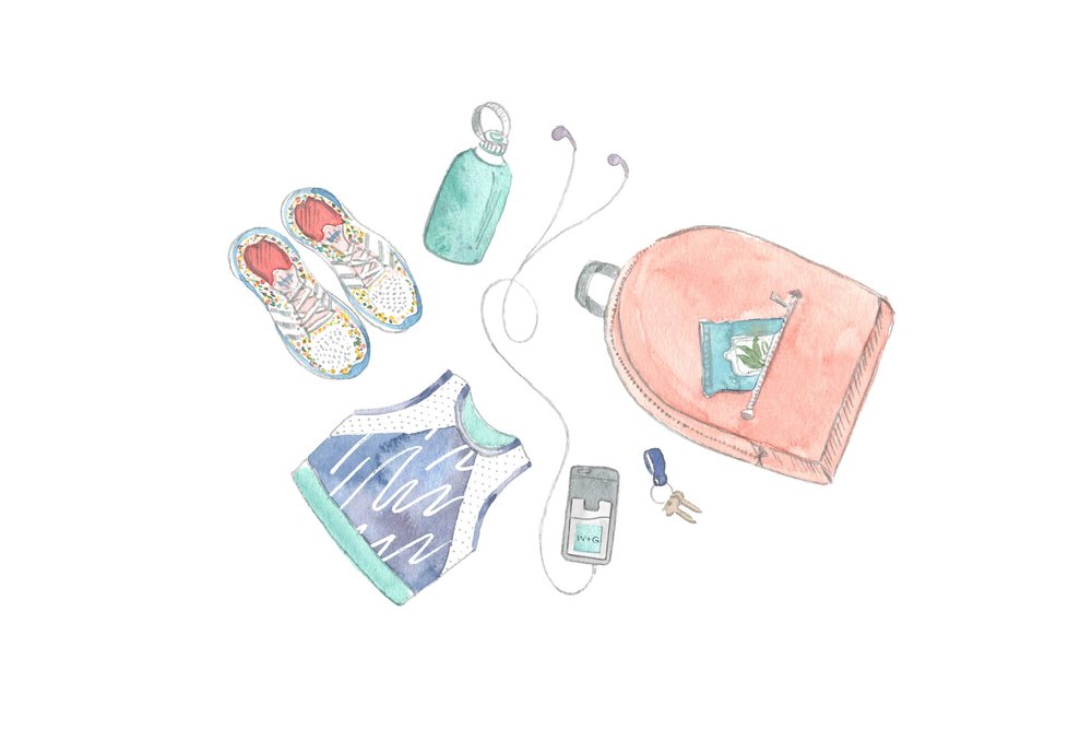 1000x667 Erin Ellis Well + Good Lifestyle Illustration Library 2 - Watercolor Gym