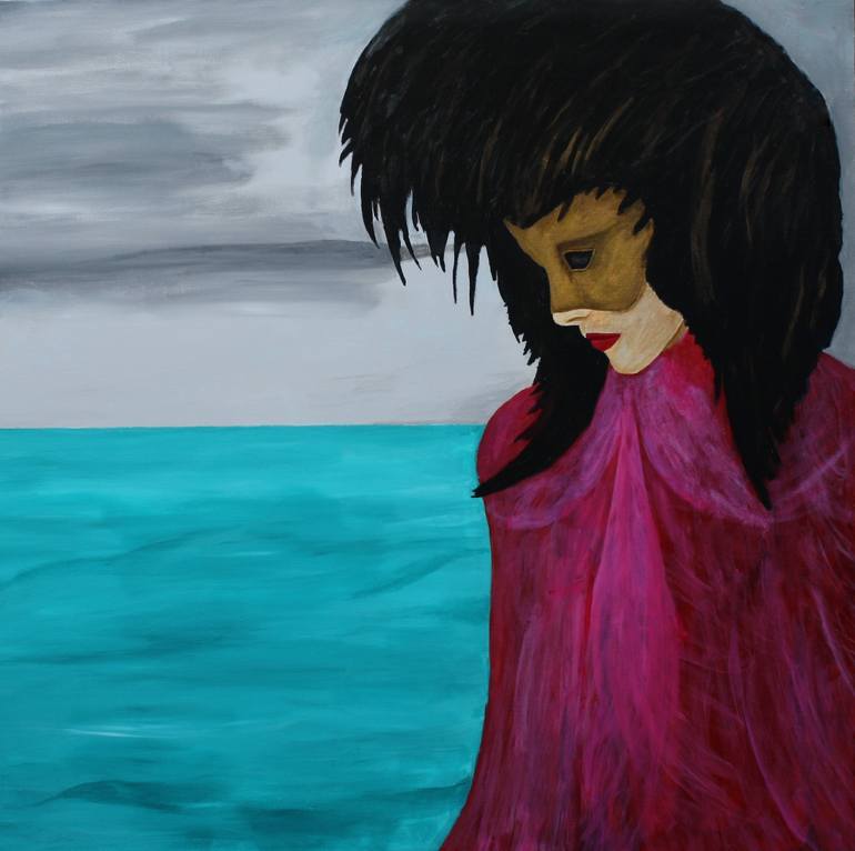 770x766 Saatchi Art Venetian Mask Painting By Robert Harris - Watercolor Hair Mask