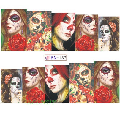 404x406 Water Sticker For Nail Art Decoration Slider Witch Skull Rose - Watercolor Hair Mask