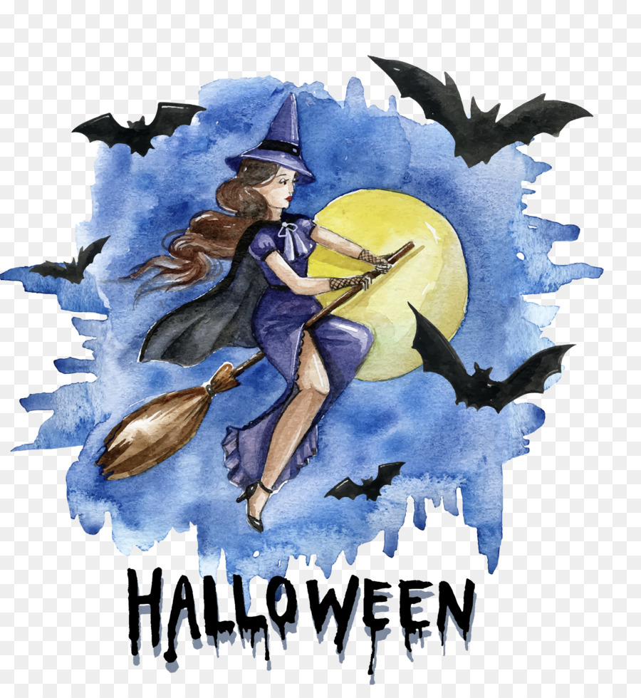 900x980 Halloween Watercolor Painting Boszorkxe1ny Witchcraft - Watercolor Halloween
