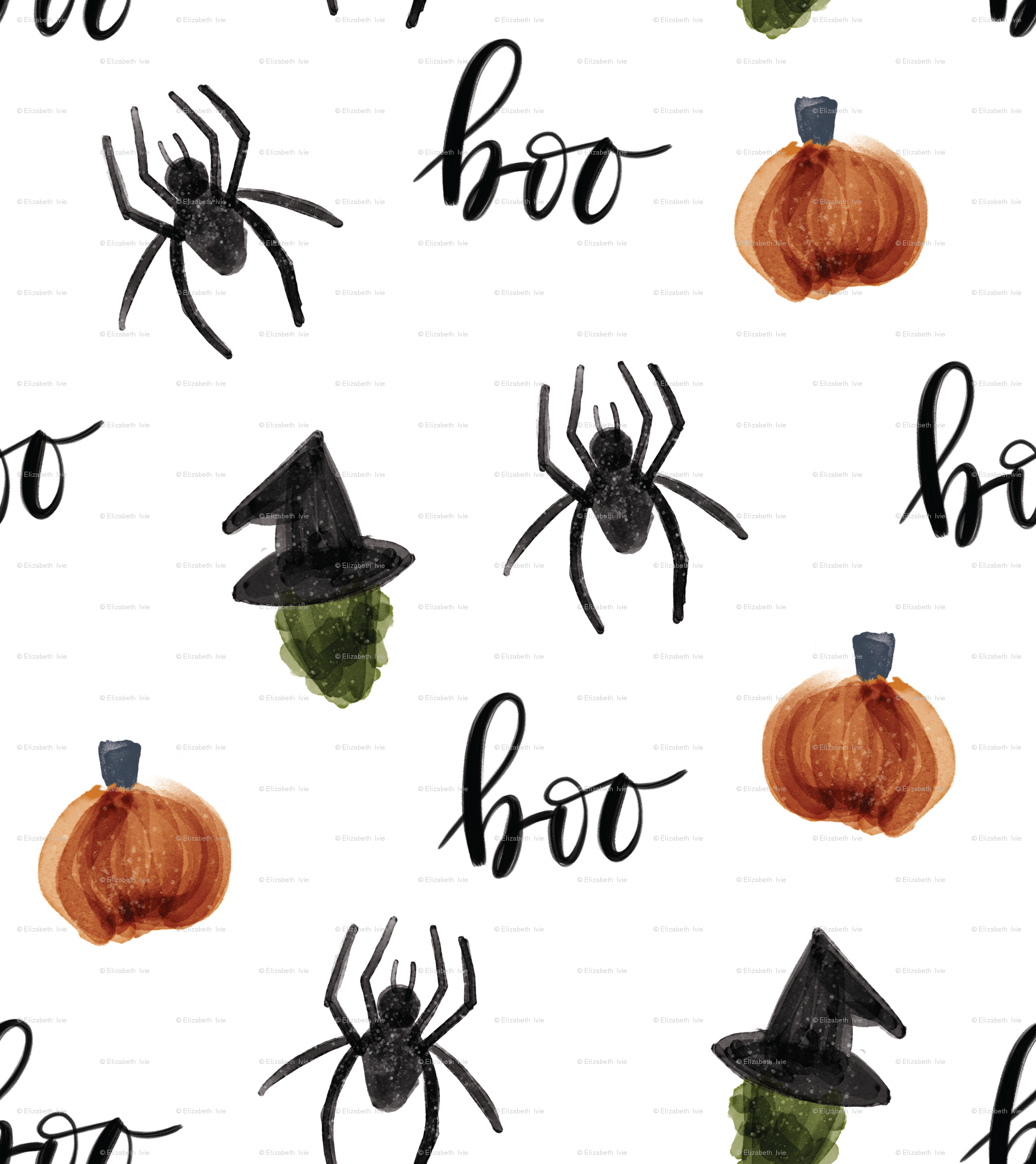 1823x2048 Watercolor Halloween Pumpkins Spiders Witches Boo Small - Watercolor Halloween