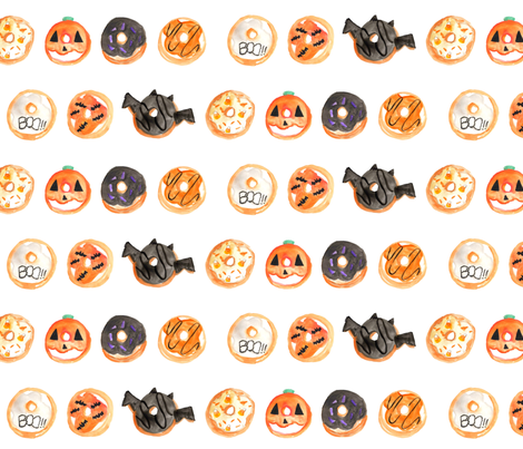 470x403 Halloween Donuts Watercolor Fabric - Watercolor Halloween