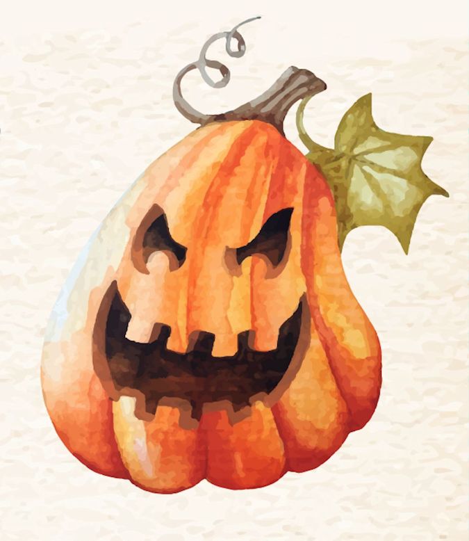 675x778 Halloween Treats Day 11 Dangerous Watercolor Pumpkin - Watercolor Halloween
