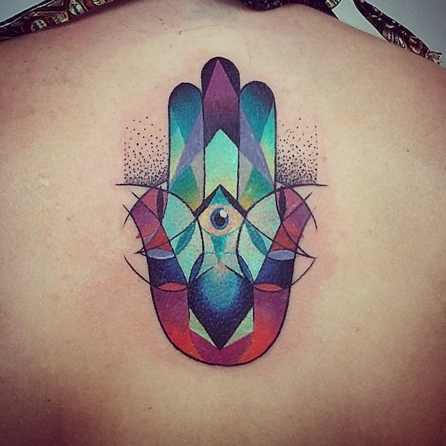 640x640 Geometric Tattoo - Watercolor Hamsa Tattoo