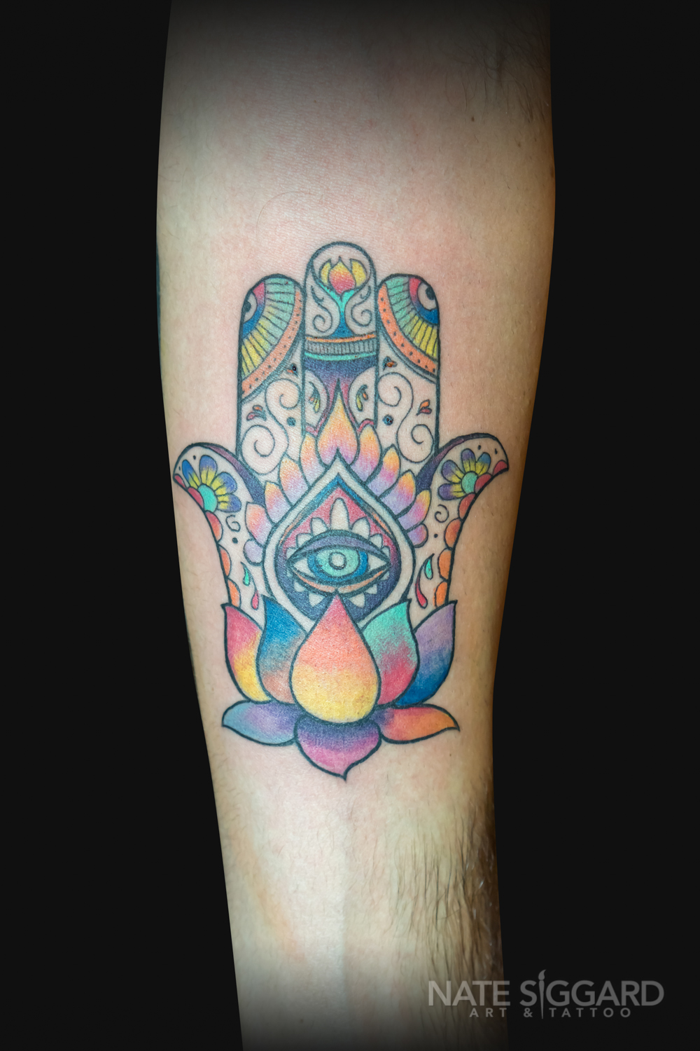 1000x1500 Tattoos Nate Siggard - Watercolor Hamsa Tattoo
