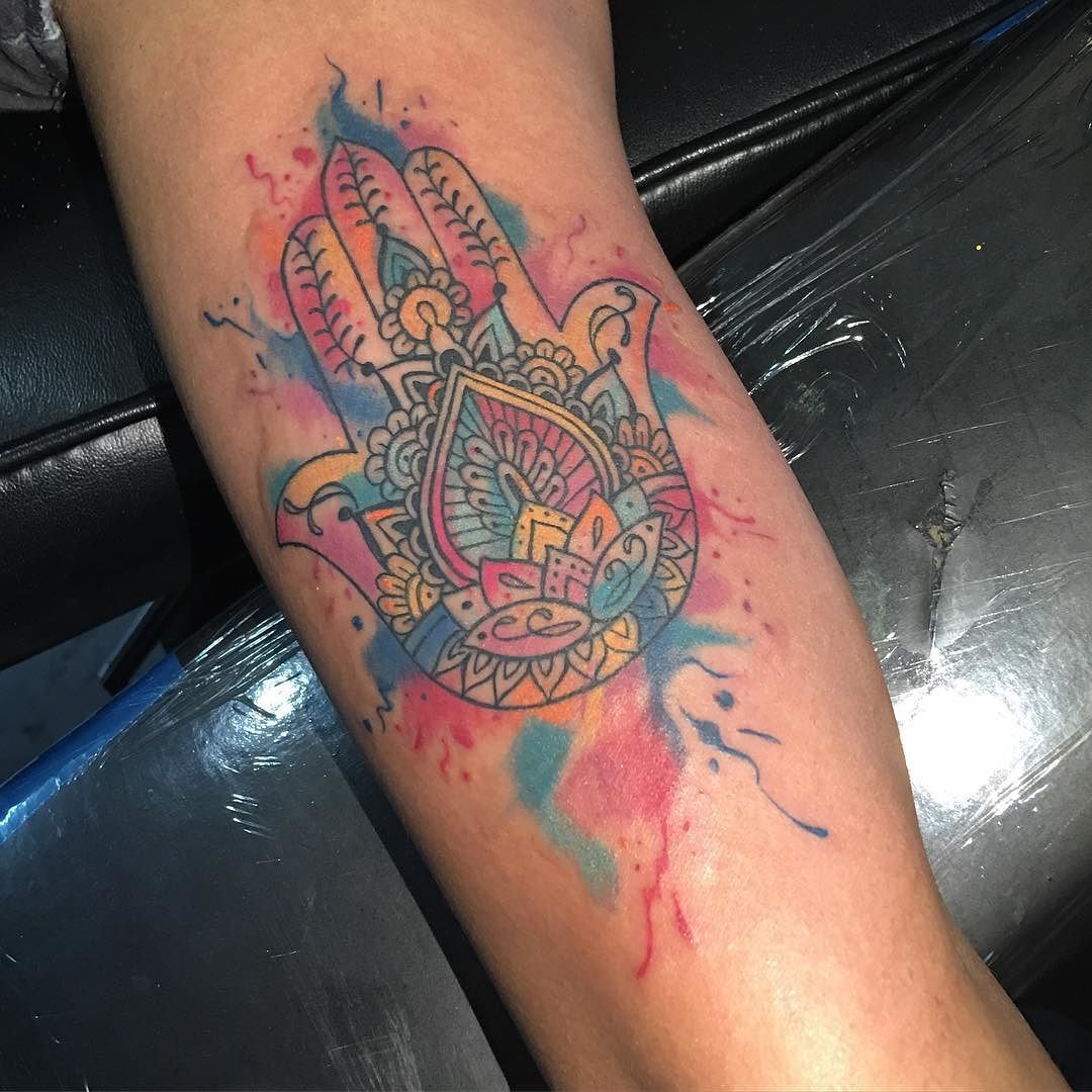 1080x1080 Watercolor Hamsa Done Yesterday - Watercolor Hamsa Tattoo