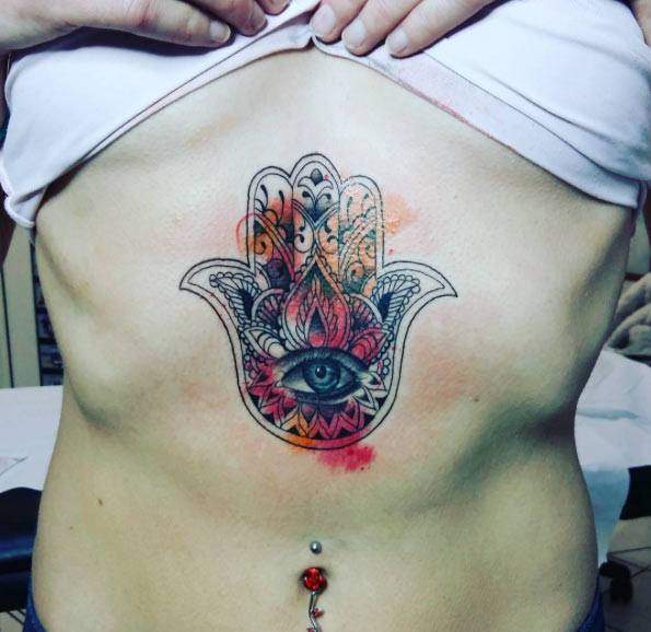 595x578 Watercolor Hamsa Hand - Watercolor Hamsa Tattoo