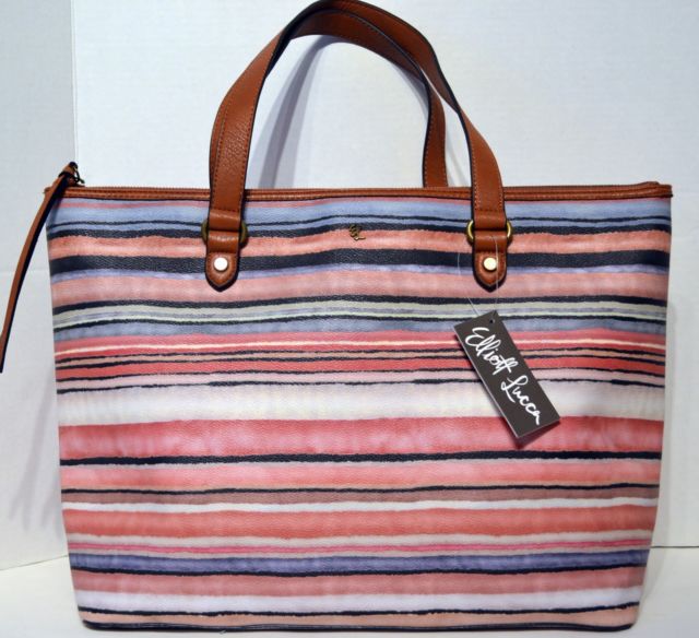 640x584 Elliott Lucca Aria Sienna Watercolor Multi Color Stripe Tote - Watercolor Handbag