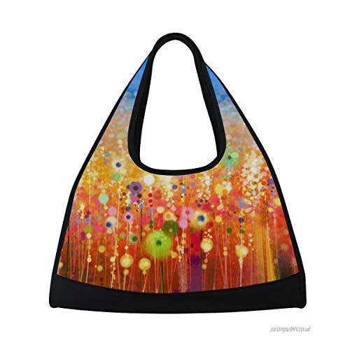 500x500 Tizorax Abstract Flower Field Watercolor Painting Travel Duffel - Watercolor Handbag