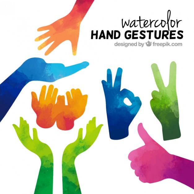 626x626 Watercolor Hand Gestures Vector Premium Download - Watercolor Hands