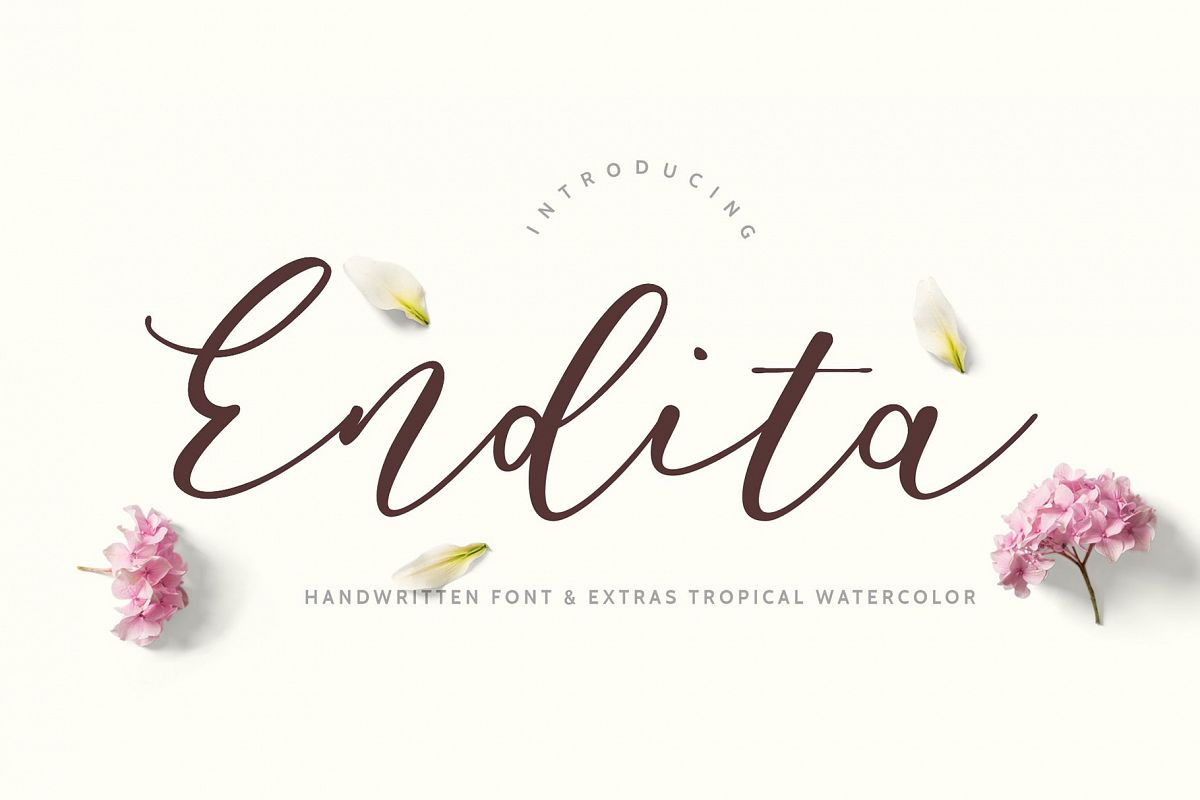 1200x800 Endita Handwritten Font And Extras By T Font Bundles - Watercolor Handwriting Font