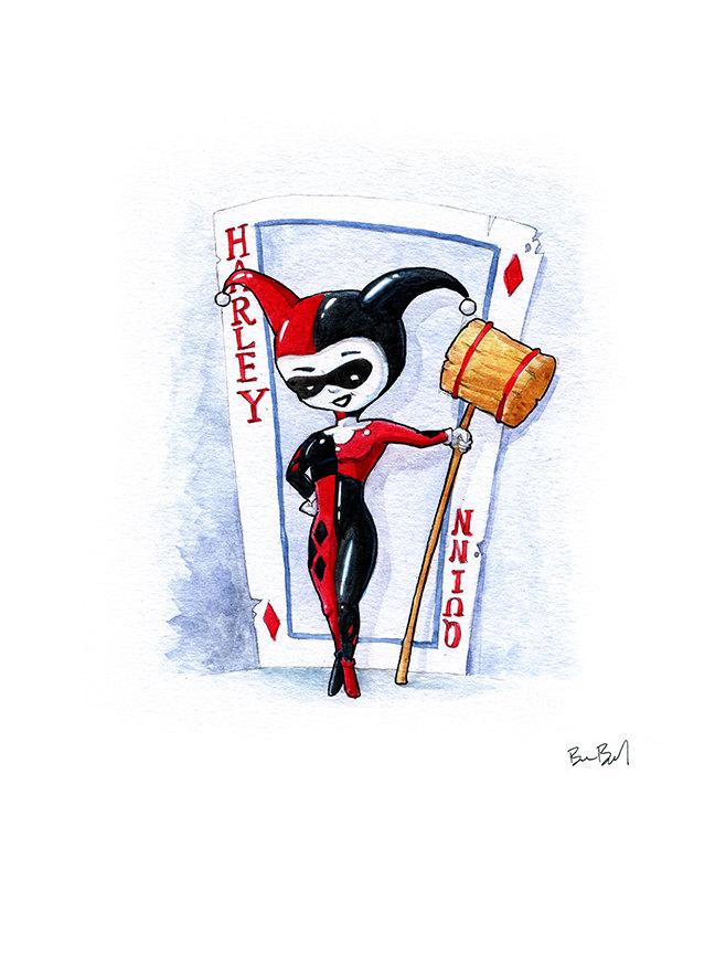 648x864 Harley Quinn Watercolor Print Ben Byrd Art - Watercolor Harley Quinn