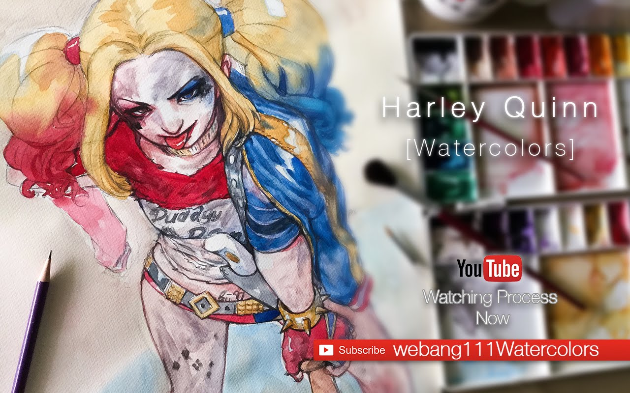 1280x800 Watercolor [ 43] Harley Quinn - Watercolor Harley Quinn