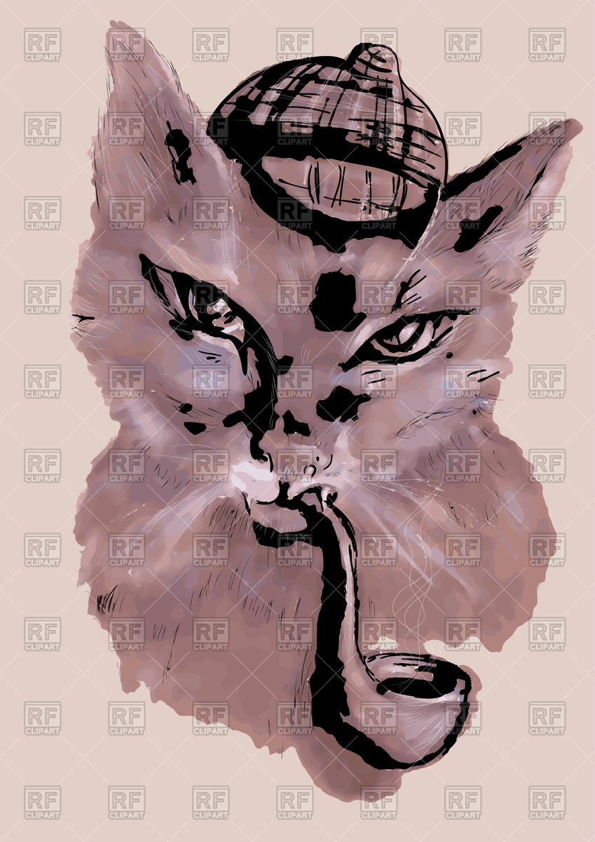 849x1200 Cat With Tobacco Pipe And Hat In Watercolor Style Vector Image - Watercolor Hat