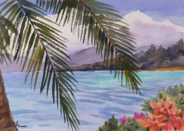 600x428 Zeh Original Art Blog Watercolor And Oil Paintings Coconut Island - Watercolor Hawaii