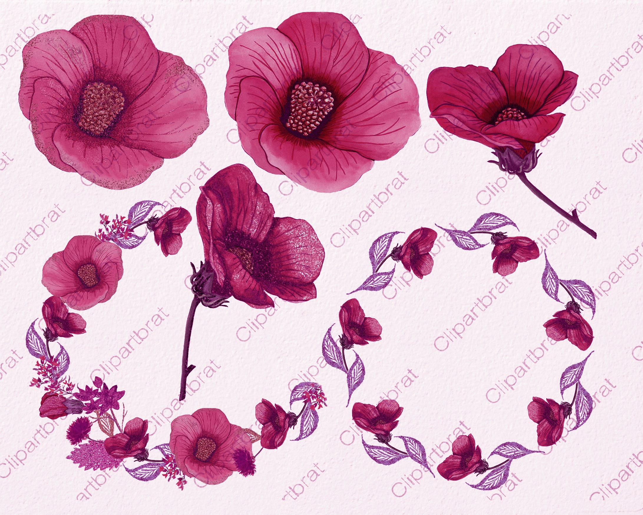 2183x1748 Tropical Floral Clipart Commercial Use Watercolor Hibiscus - Watercolor Hawaiian Flowers