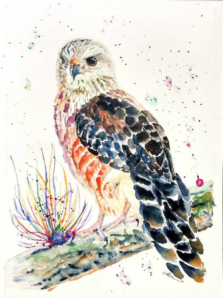 770x1029 Hawk Painting Watercolor - Watercolor Hawk
