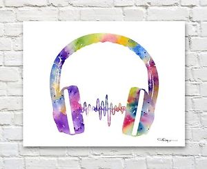 300x245 Headphones Abstract Watercolor Painting Art Print By Artist Dj - Watercolor Headphones
