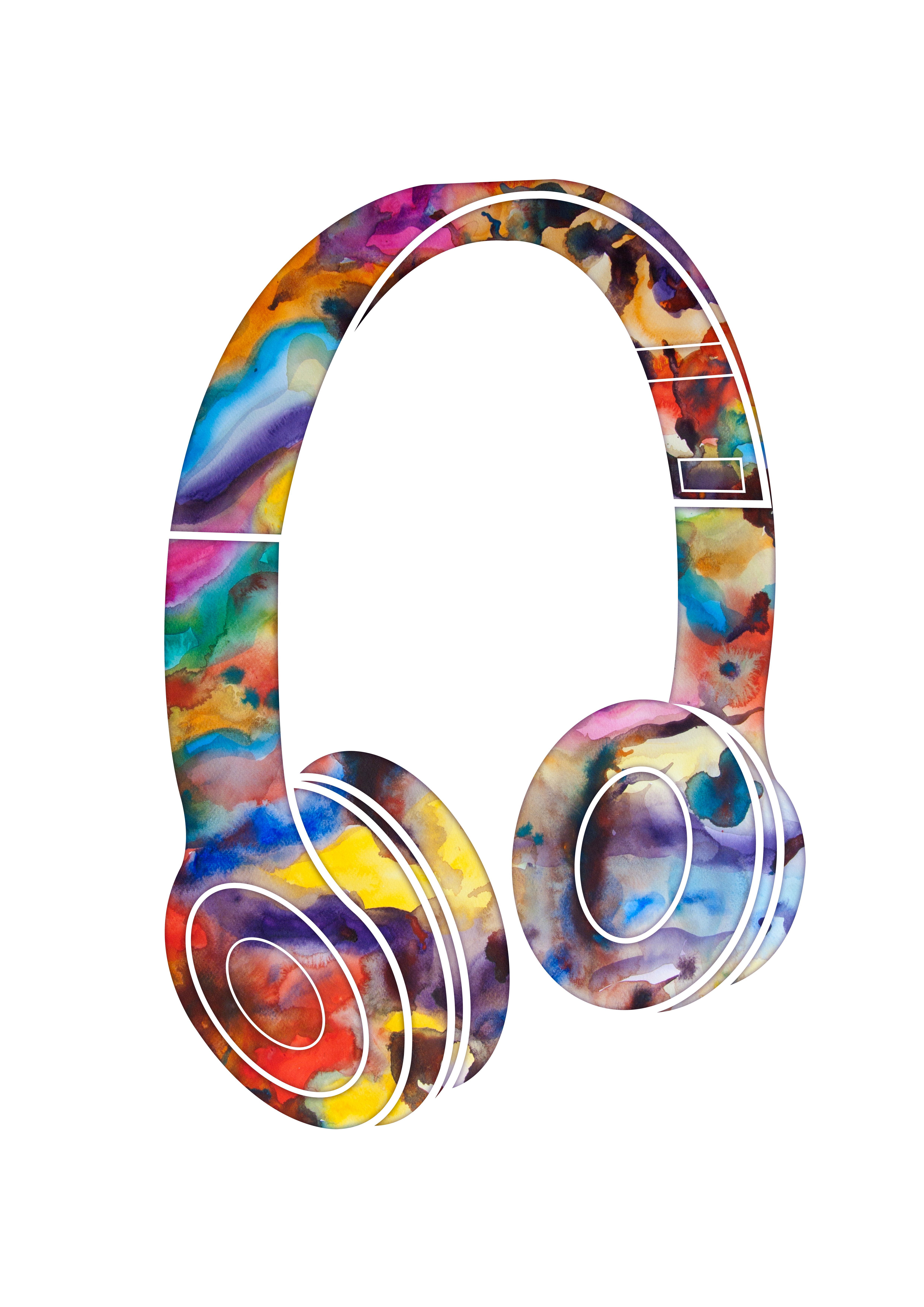 4961x7016 Watercolor Art Print Headphones - Watercolor Headphones