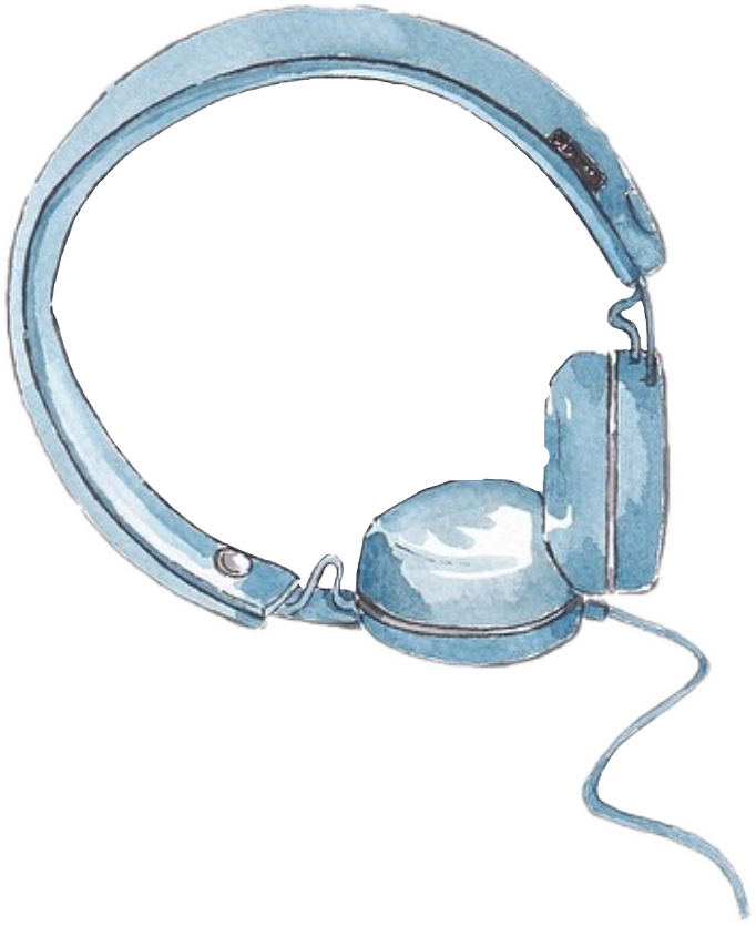682x835 Headphones Watercolor Illustrations Music Freetoedit - Watercolor Headphones
