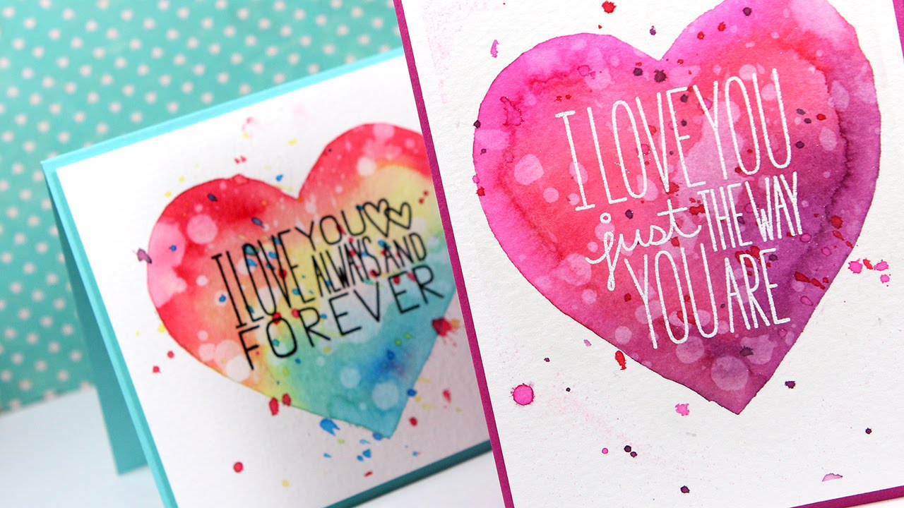 1280x720 Masked Watercolor Heart Cards Make A Card Monday - Watercolor Heart