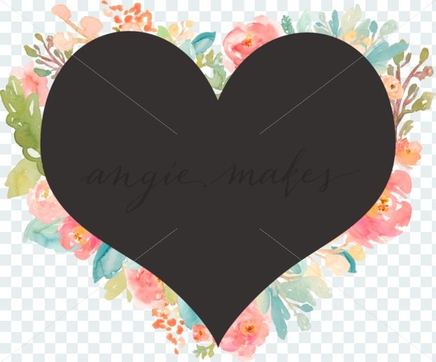 623x518 This Watercolor Heart Frame Features Hand Painted Flowers - Watercolor Heart