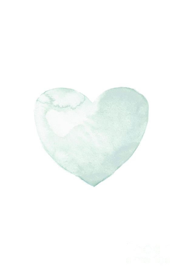 600x900 Turquoise Mint Watercolor Heart. Painting By Artur Szafranski - Watercolor Heart