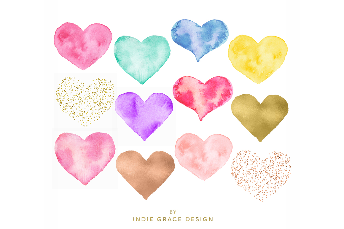 1160x772 Watercolor, Gold Foil, Rose Gold Amp Confetti Heart Shapes - Watercolor Heart