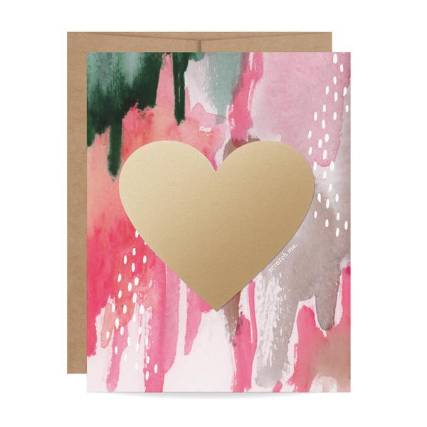 600x600 Watercolor Heart Scratch Off Card - Watercolor Heart