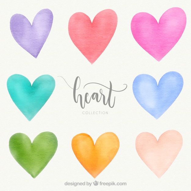 626x626 Watercolor Heart Collection Vector Free Download - Watercolor Heart