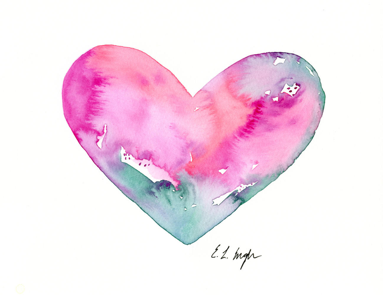 1297x1000 Watercolor Heart Heart Painting Original Watercolor Etsy - Watercolor Heart