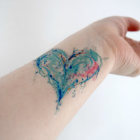 200x200 Best Colour Tattoo Products On Wanelo - Watercolor Heart Tattoo