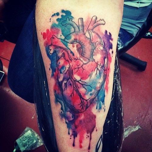 500x500 Realistic Aquarelle Heart Tattoo Best Tattoo Ideas Gallery - Watercolor Heart Tattoo