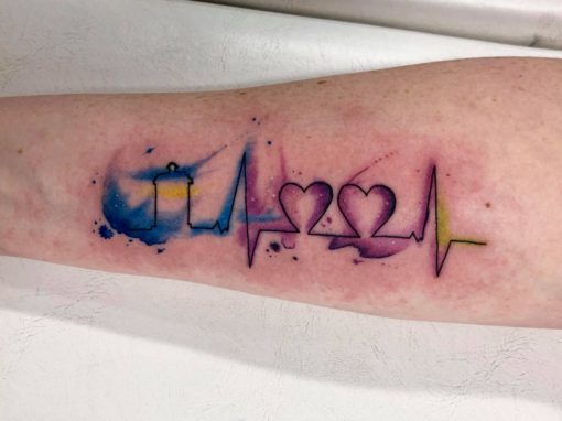 510x382 Watercolor Heart Beat Tattoo Skinhouse Studio - Watercolor Heart Tattoo