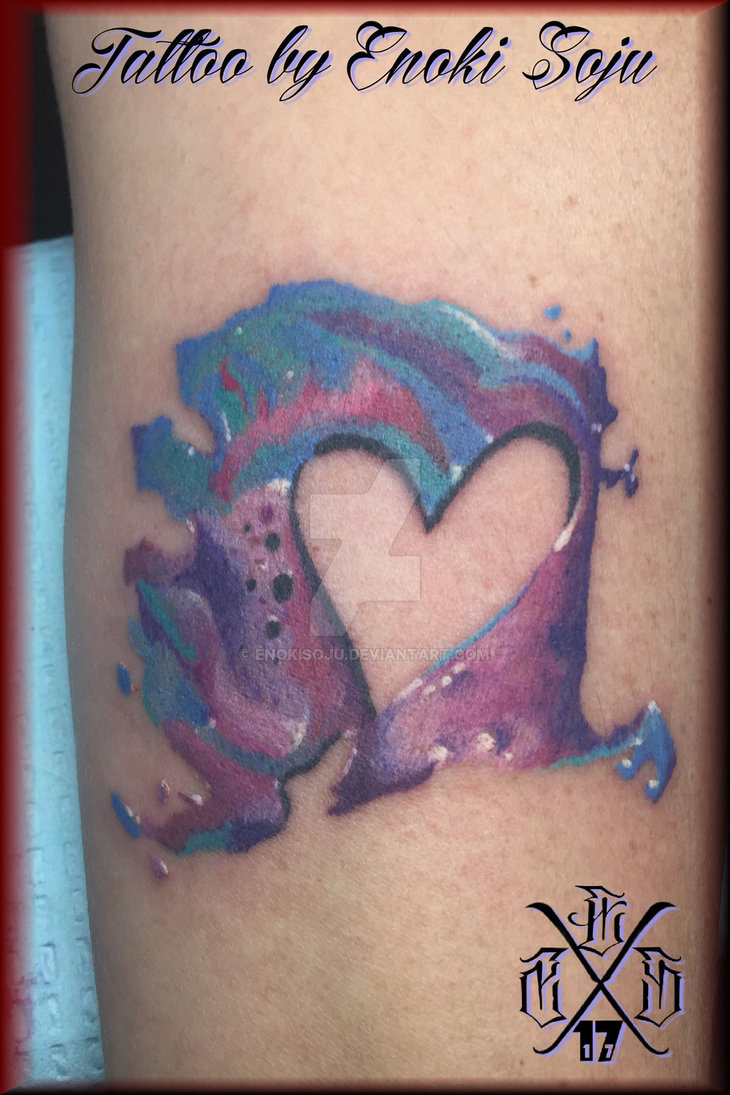 730x1095 Watercolor Heart Tattoo By Enoki Soju By Enokisoju - Watercolor Heart Tattoo