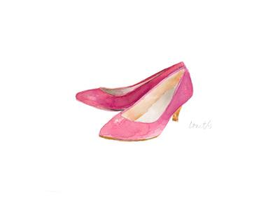 400x300 Watercolor Kitten Heels I Art Print By Lanie Loreth - Watercolor Heels